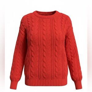 SO Women's Vibrant Red Cable Knit Sweater